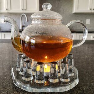 Vintage Glass Teapot Warmer Stand, Georghütte West Germany, 1970s, Tabletop Item